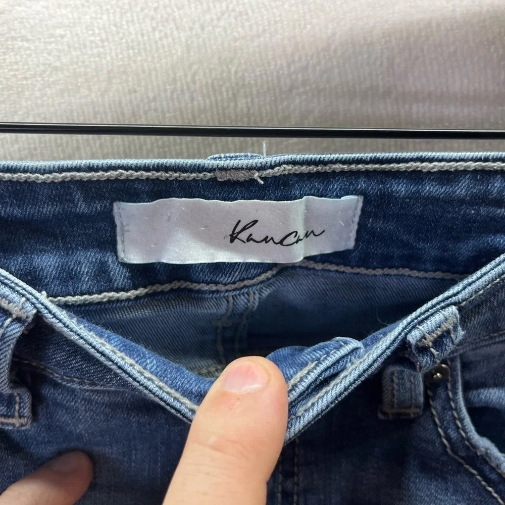 KanCan Distressed‎ Jeggings Pants Womens 5/26 Blue Denim Stretch Thrashed 2261